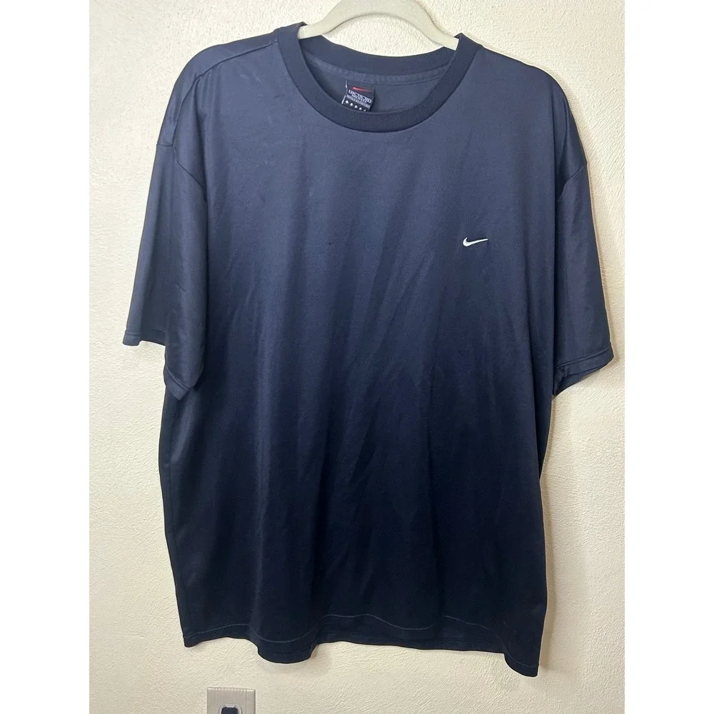 Vintage Nike T Shirt Mens XXL Navy Blue Embroidered Swoosh Made in USA Tee‎